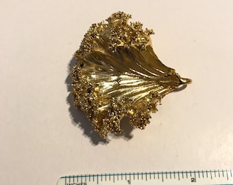 Gold tone kale lettuce leaf pendant