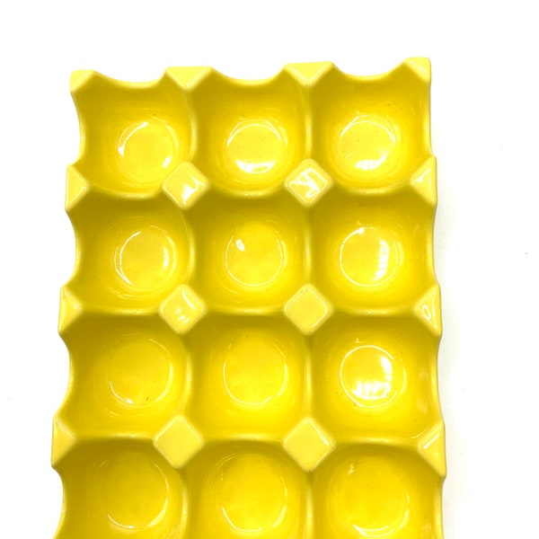 Ceramic egg tray, yellow  egg holder.