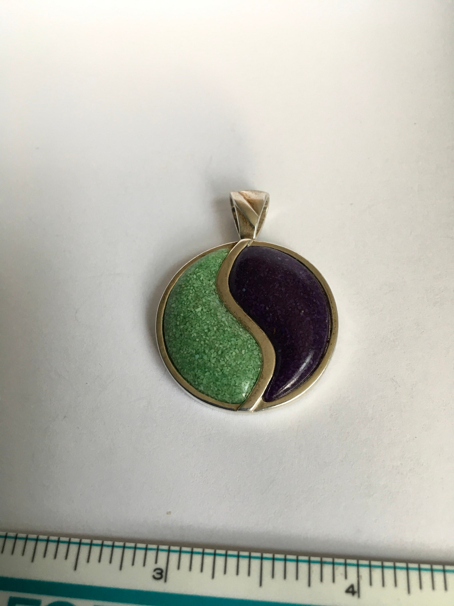 Beautiful Round With Purple And Green Stone Etsy