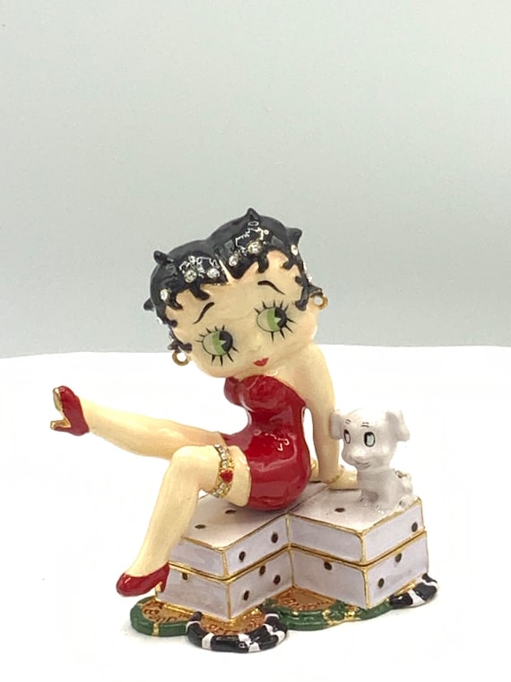 Gorgeous Collectible Betty Boop Enamel With Rhinestone Trinket Box