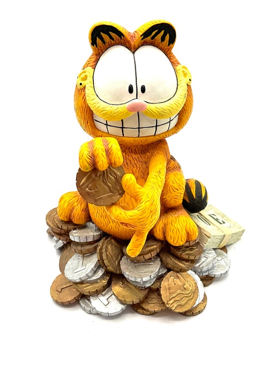 Vintage Enesco Garfield Piggy Bank, Porcelain Cat Coin Bank - Etsy