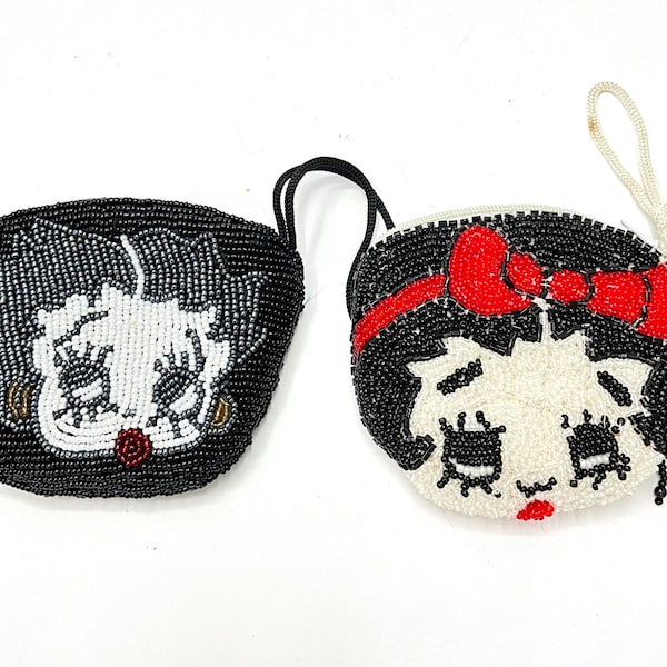 Gorgeous collectible and vintage Betty Boop  Wallet with beads, black or light blue.