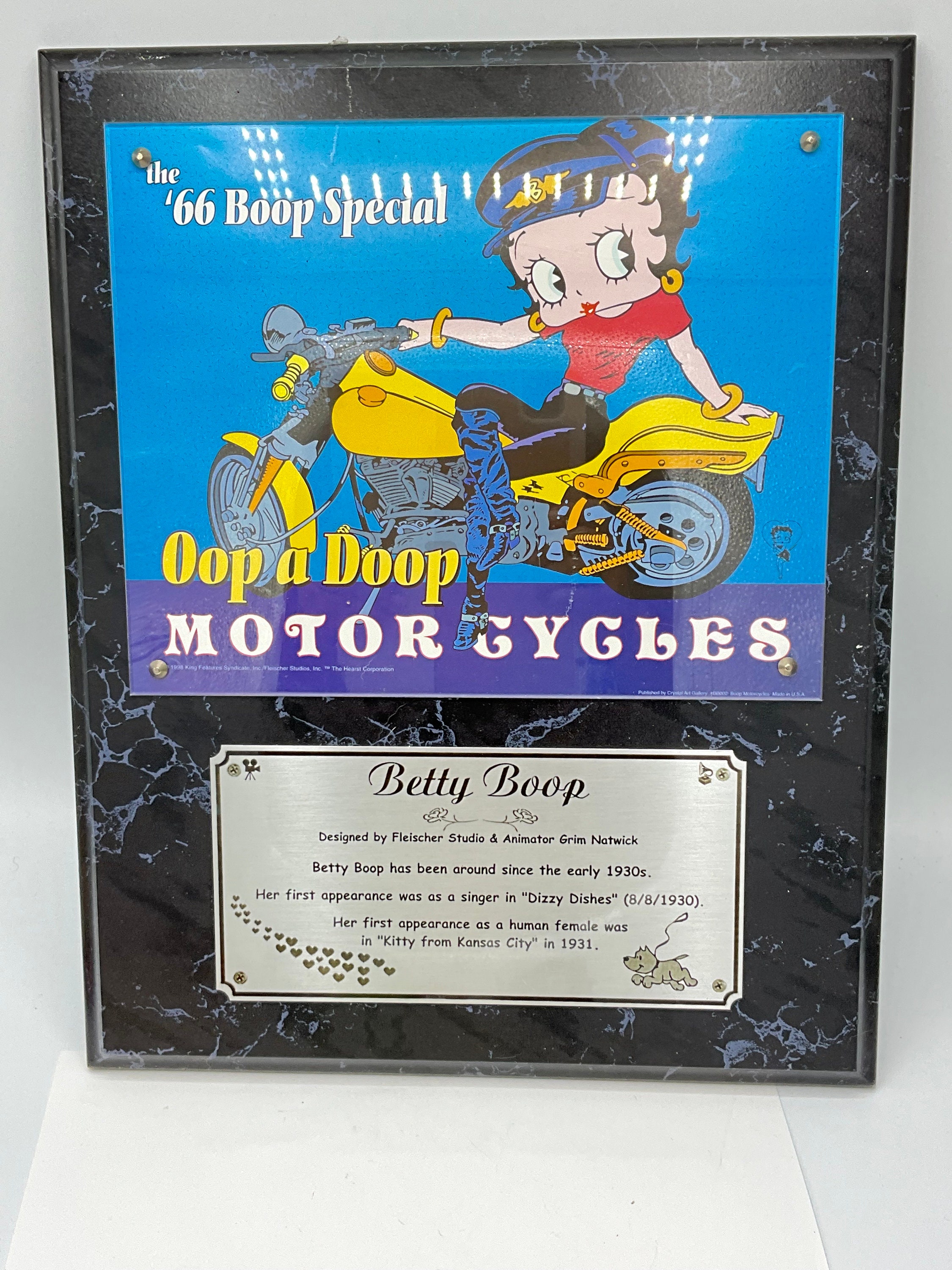 Gorgeous Collectible and Vintage Betty Boop Plaque “ Motorcycle