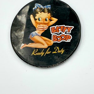 Gorgeous collectible and vintage Betty Boop pin, Ready for Duty.