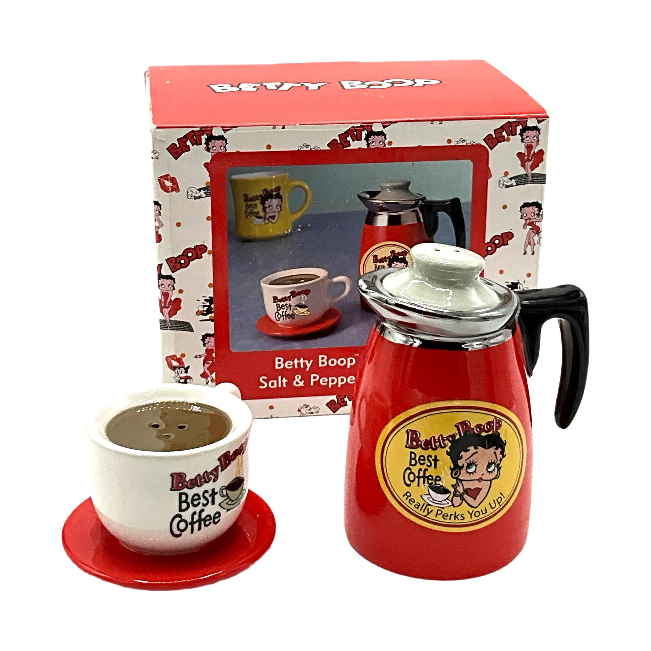 Gorgeous Collectible Salt and Pepper Betty Boop Mini Coffe Pot and
