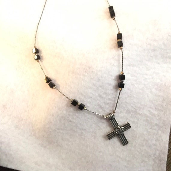 Sterling silver cross and necklace with onyx. Sil… - image 6