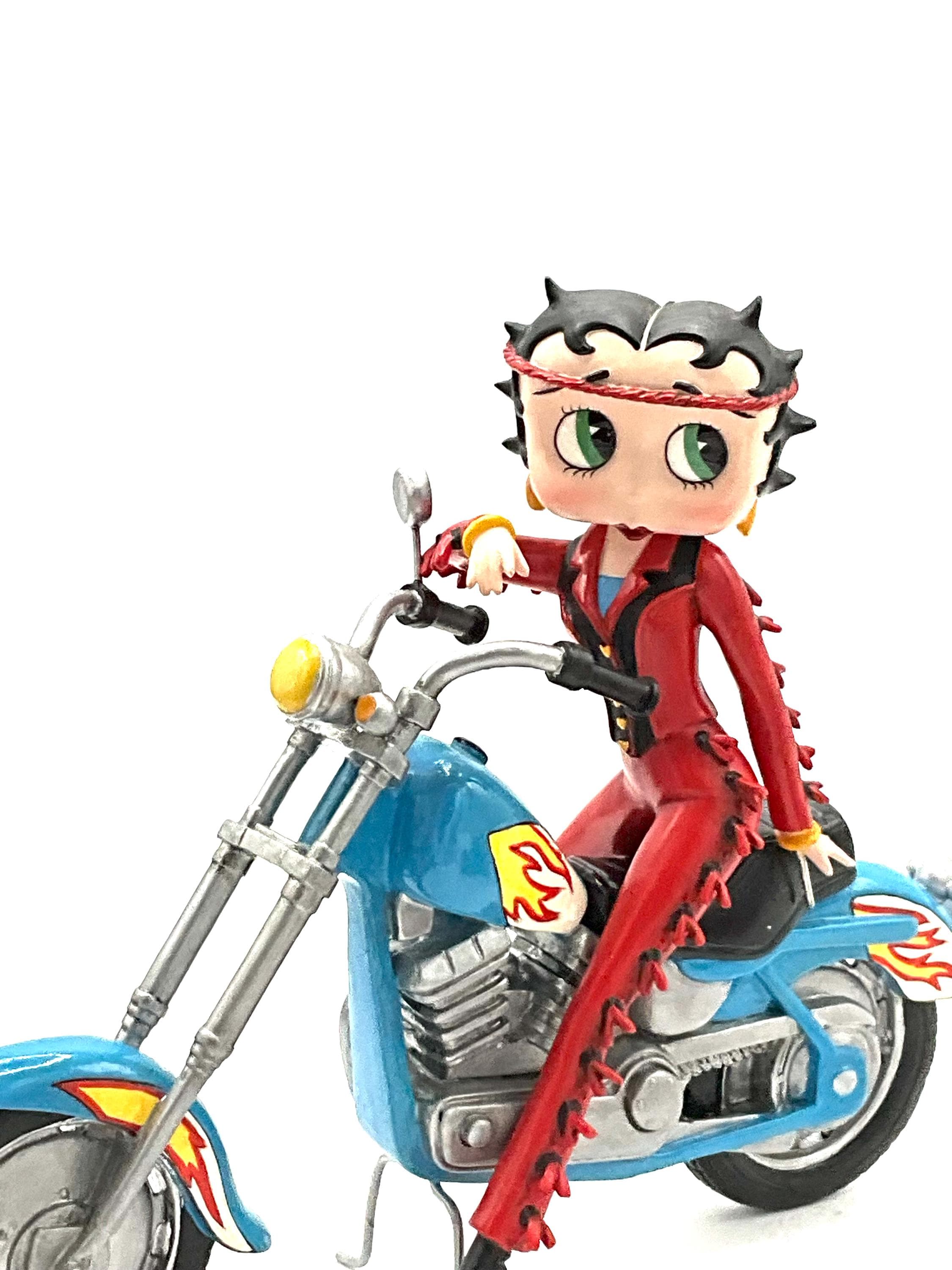 Gorgeous Collectible Betty Boop Figurine With Blue Motorcycle, by