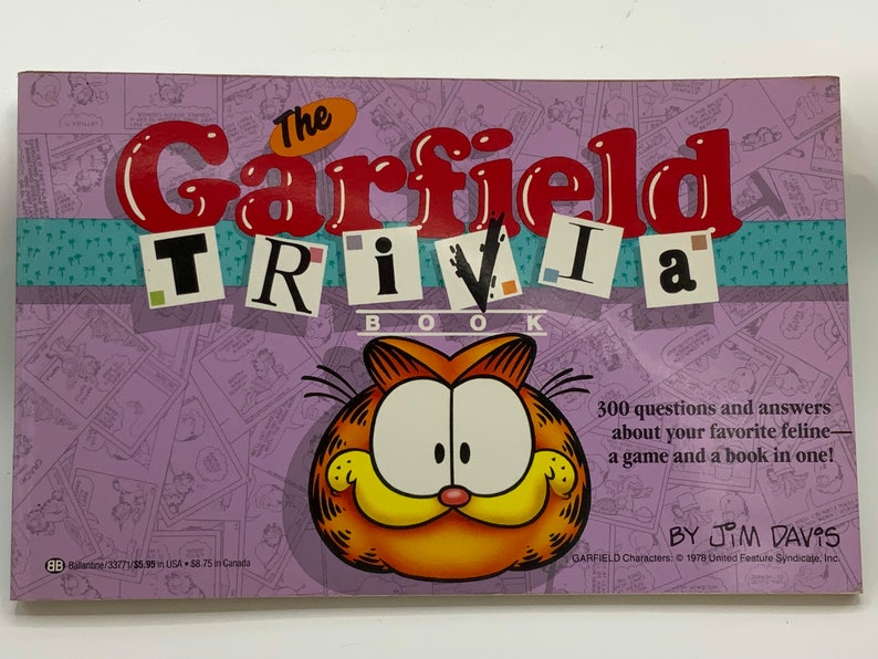 Garfield Question Gorgeous Collectible and Vintage Garfield Trivia Book and Throw His ...