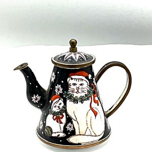 Kevin Chen enamel on copper eyeglass holder tray “Cats” design signed Vintage Enameled Kelvin Chen - Etsy main image 4