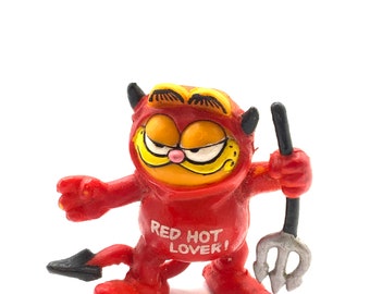 Vintage Garfield with devil costume RED HOT LOVER!, cat, orange, figurine.