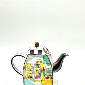 Gorgeous collectible and vintage Teapot miniature Chinese, Cloisonne Enamel