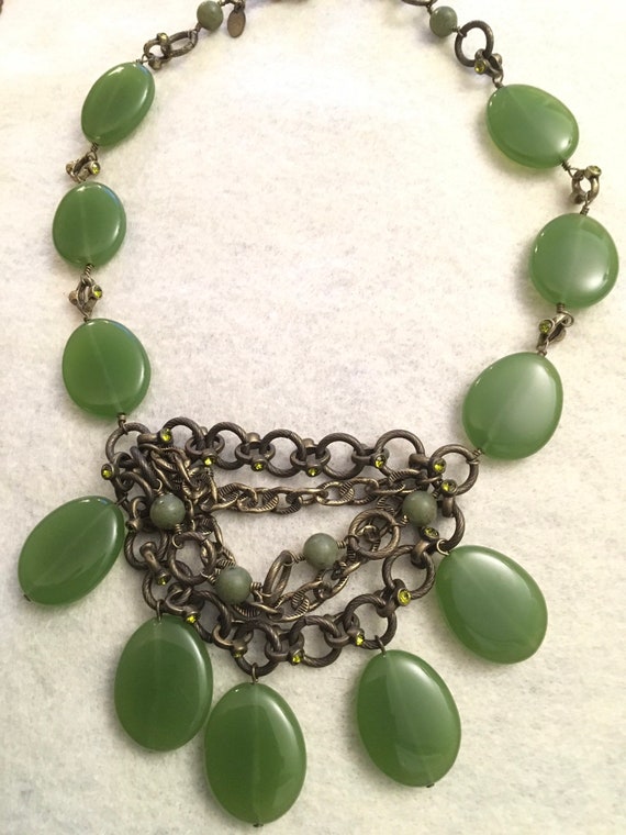 Lia Sophia Kian collection, Jade necklace, prasino