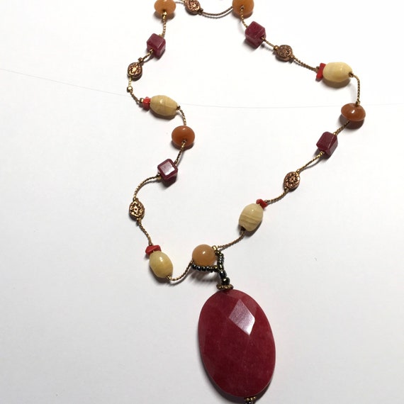 Lia Sophia, red necklace , coper tone,multicolored - image 4