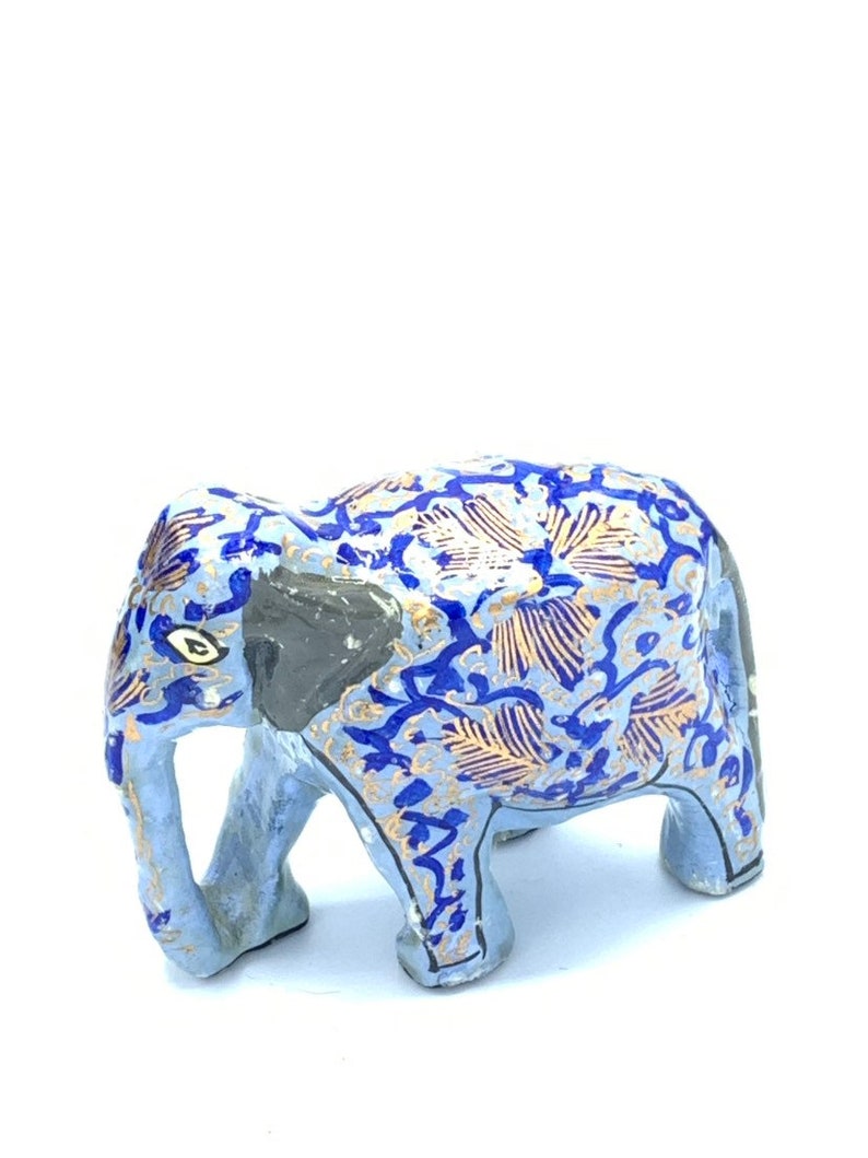 Vintage decorative elephant hand painted gray tone