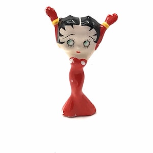 Vintage Betty Boop with red dresses, rubber 2” tall