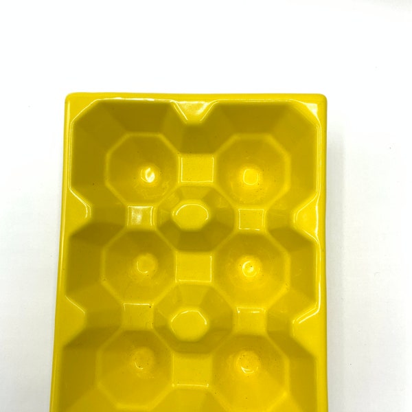 Ceramic egg tray, yellow  egg holder.