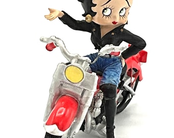 Betty Boop Motorcycle Figurine Red Chopper Rocker Biker Decor Item