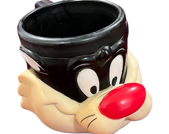 Gorgeous collectible and vintage Sylvester mug, cat, rubber, mug by Looney Tunes and Warner Bros.