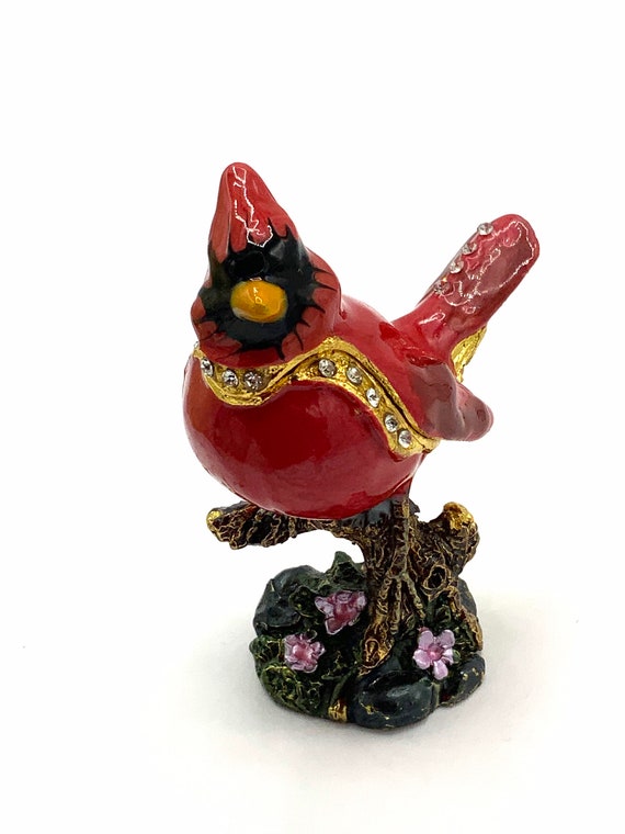 Gorgeous collectible and vintage enamel red bird  