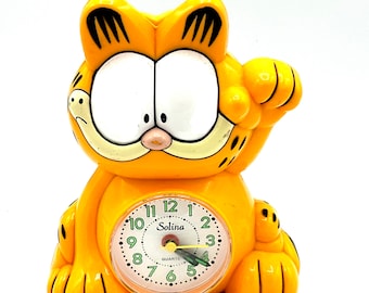 Precioso reloj Garfield coleccionable y vintage, despertador de escritorio, gato, batería.