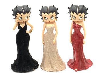 Gorgeous collectible and vintage Betty Boop figurine, vintage, long red, creamy or black dress your choice.