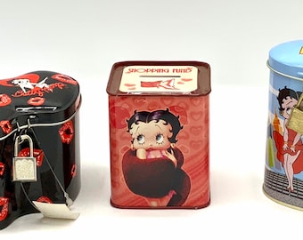 レア 昭和レトロ 1988年 Betty Boop ベティ・ブープ ベティちゃん アンティーク ブリキ缶 ケース ボックス BOX 札幌 中央区 豪華なコレクターアイテム、ビンテージのベティ・ブープのブリキ缶を