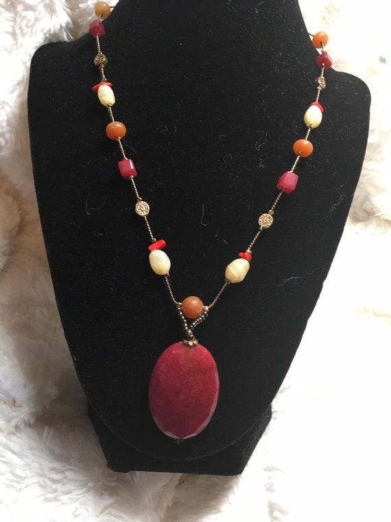 Lia Sophia, red necklace , coper tone,multicolored - image 6