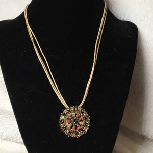 Lia Sophia, multicolored crystal necklace, round, brass tone