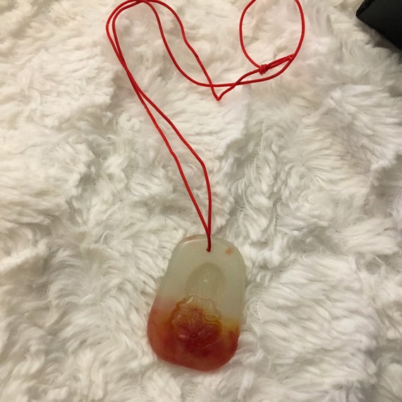 Natural red and red agate pendant - image 3