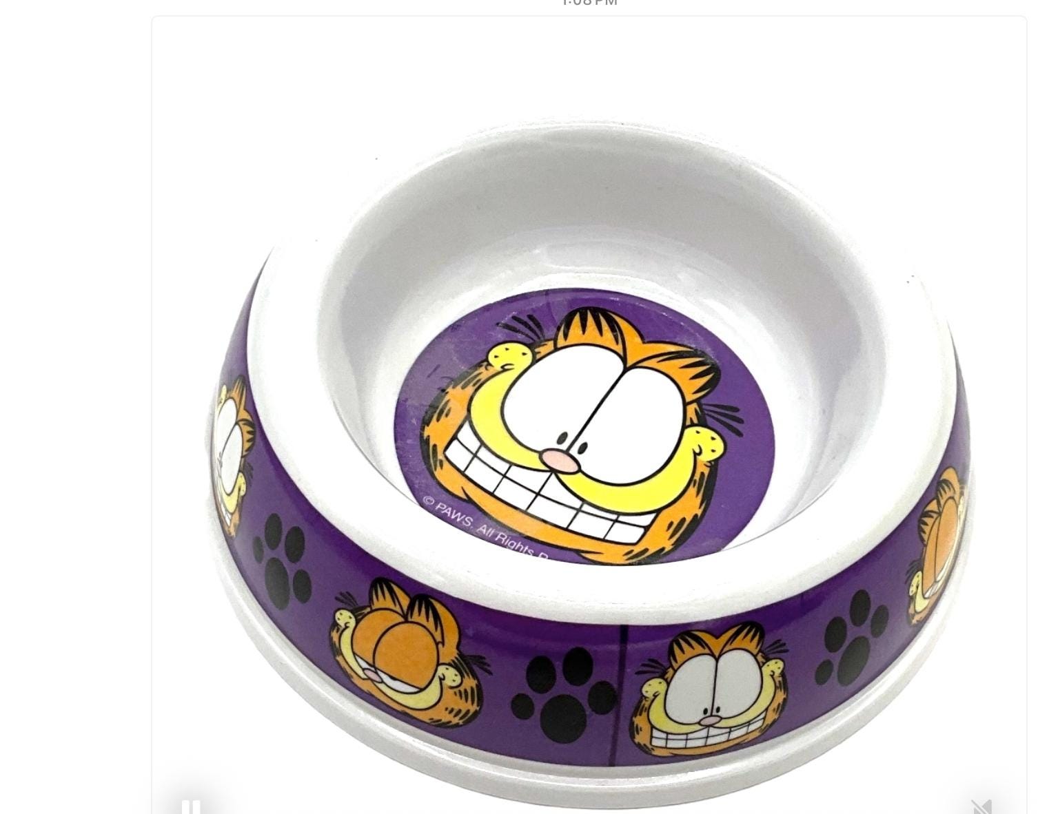 Gorgeous Collectible and Vintage Garfield Plastic Bowl, Cat Dish