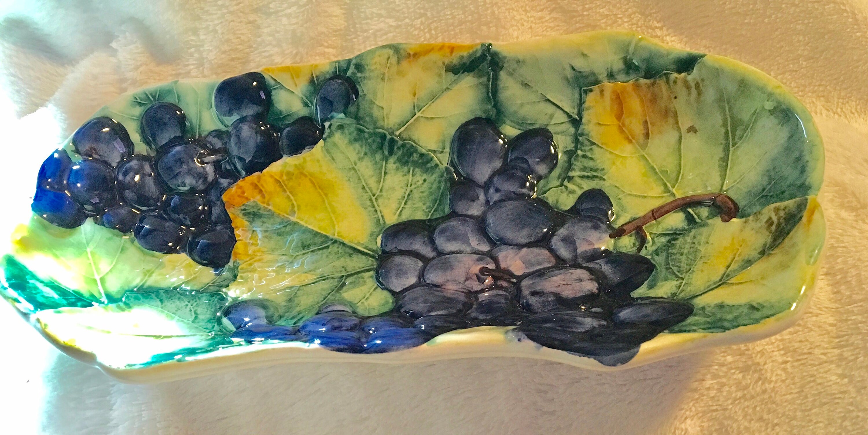 Italian Plate With Grapes and Leaves Marked Italy 7830 Etsy