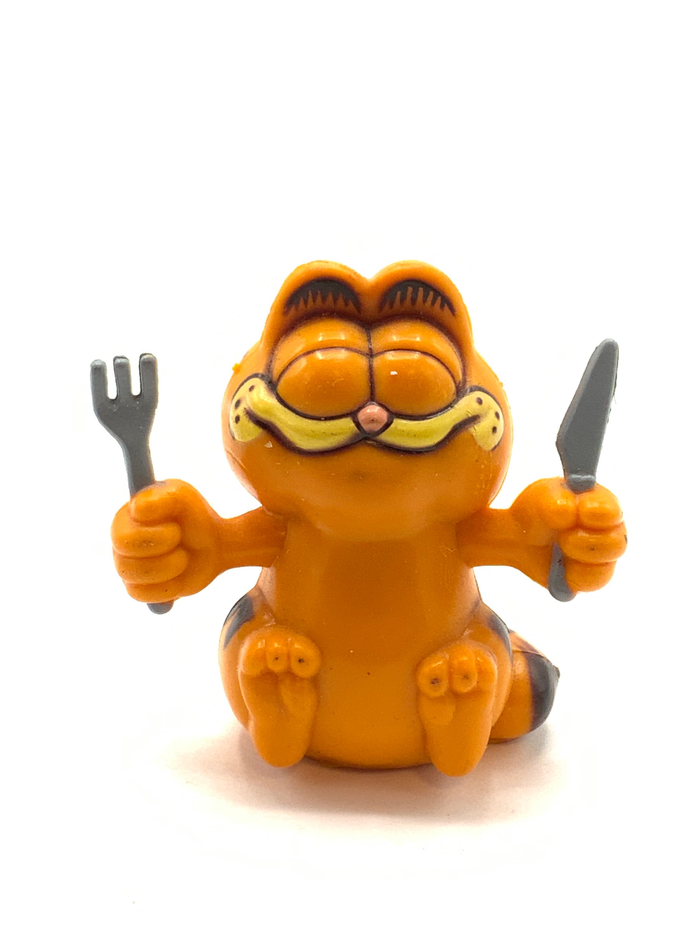 Vintage Garfield Holding a Knife and Fork , Figurine, Cat, Orange