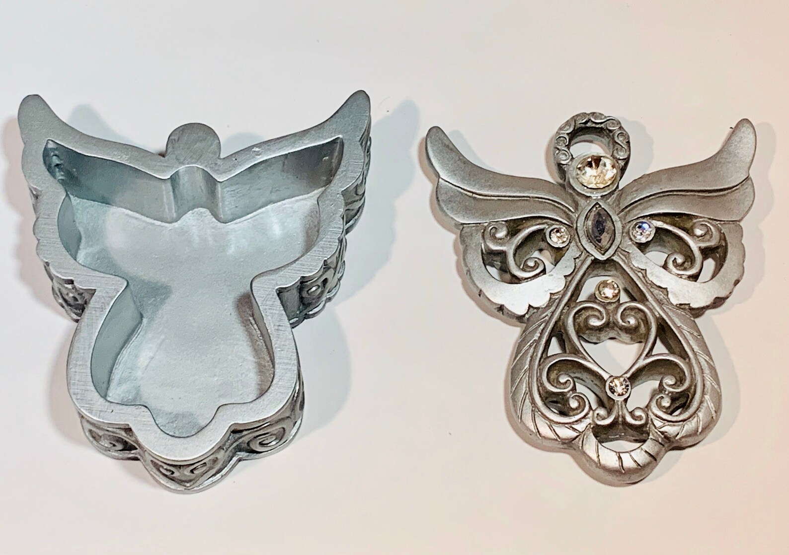 Vintage Jewelry Box as an Angel, Metal With Crystal/ Zirconia - Etsy