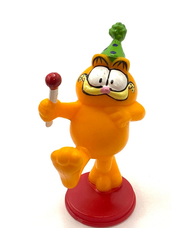 Vintage Garfield Joyeux Anniversaire Figurine Chat Orange Etsy Canada