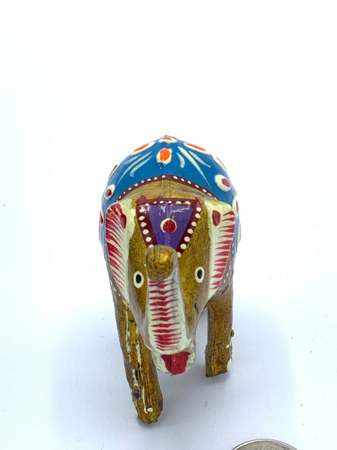 Vintage Hand Painted Elephant Gold Tone With Flower Design Etsy