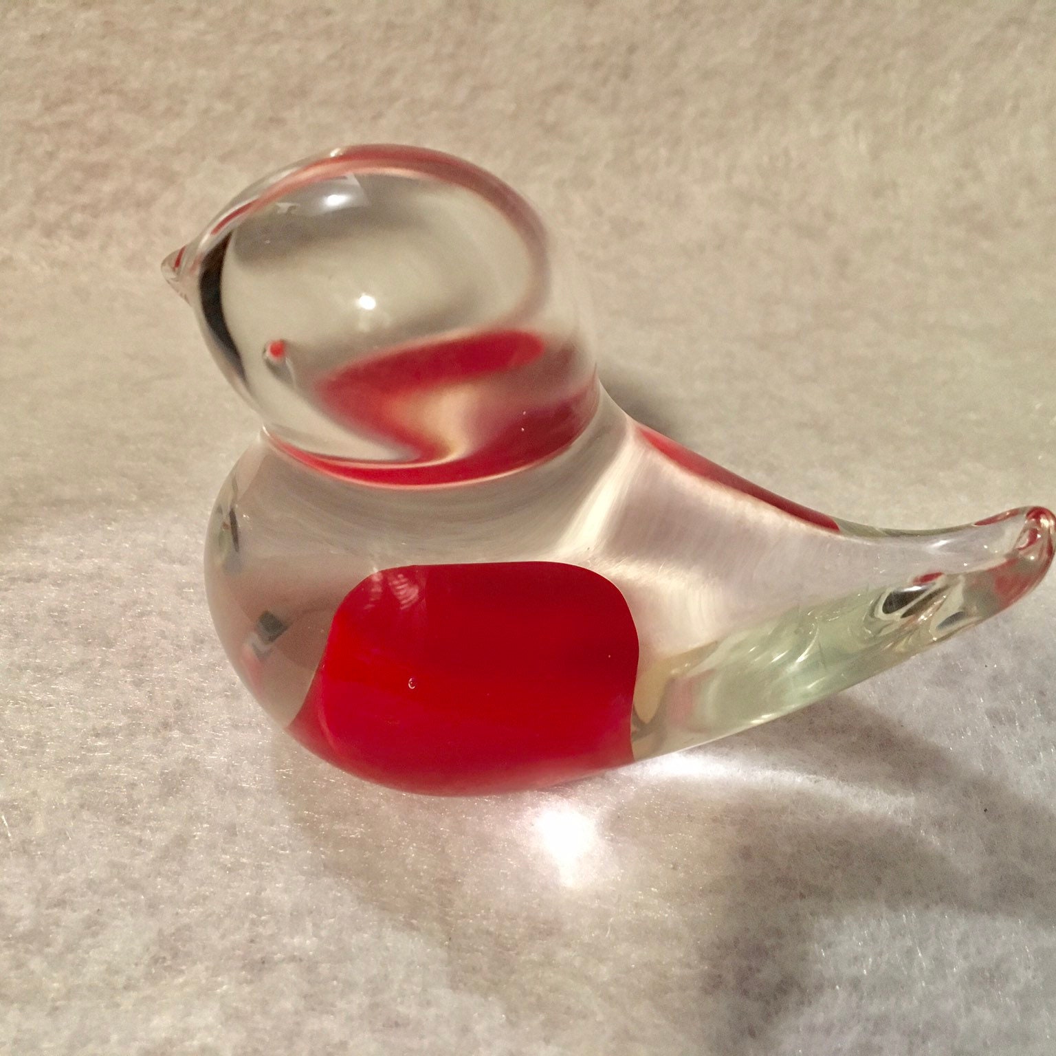 Vintage red glass bird paperweight 2.2 by 3 Etsy