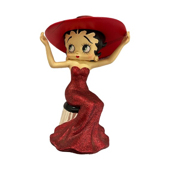 Gorgeous Collectible and Vintage Betty Boop is Sitting Figurine With Hat,  Red Dress, Vintage, Long Red Dress. - Etsy