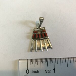 Vintage silver pendant with multi red stone