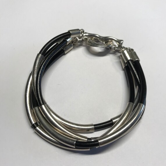RLM Studio 925 Silver / Black Rubber Toggle Bracelet / 7 1/2 