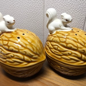 Vintage Squirrels on the top of nuts, salt  and pepper.