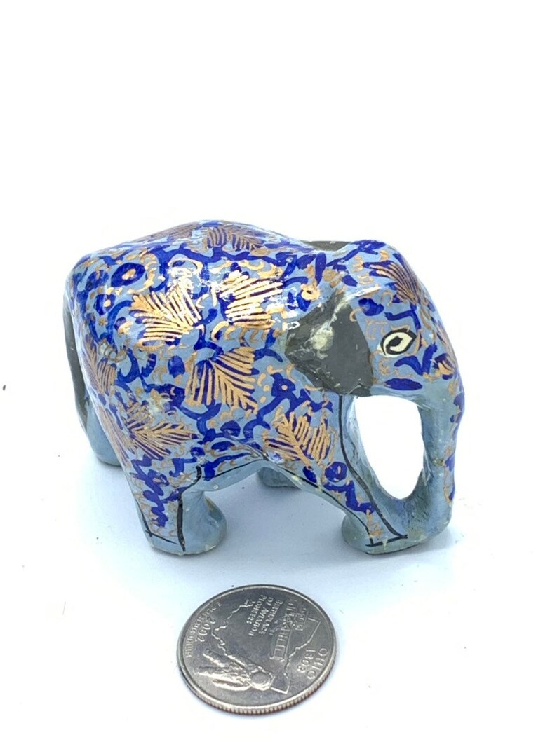 Vintage decorative elephant hand painted gray tone