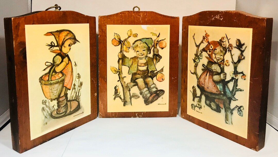 Vintage Set of 3 Hummel Art Manchester Wood Plaques Etsy