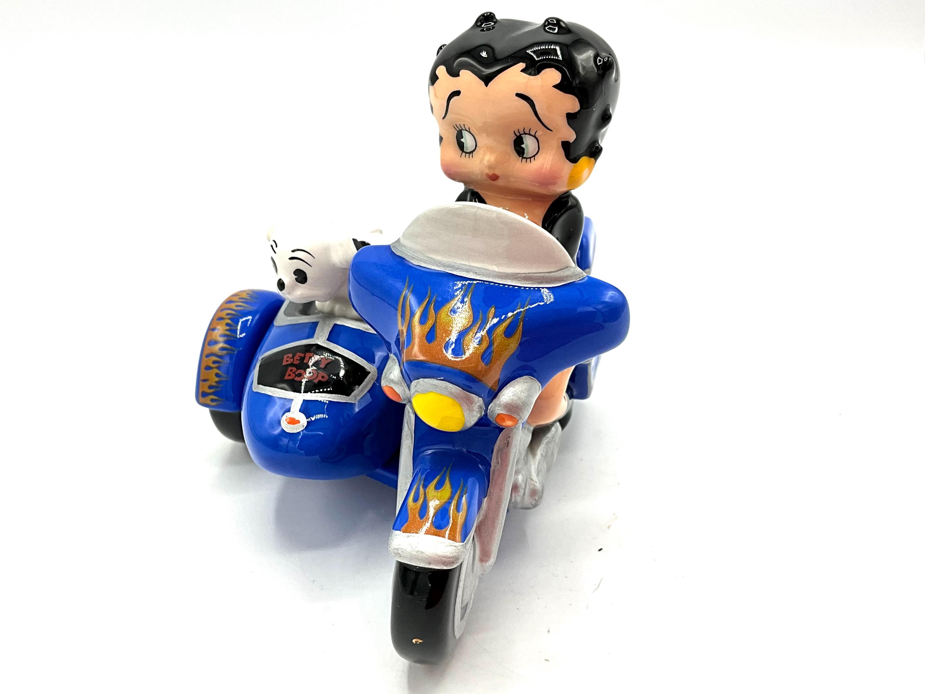 Gorgeous Collectible Salt and Pepper Betty Boop With a Motorcycle