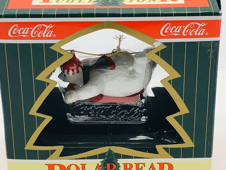 Vintage Coca Cola Ornament Polar Bear on the Ice Sled by Etsy