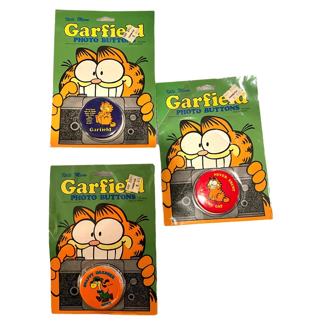 Garfield Button Gorgeous Collectible and Vintage Garfield Pin/ Brooch/buttons. - Etsy