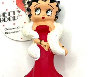 Gorgeous collectible and vintage Betty Boop ornament with red dress.