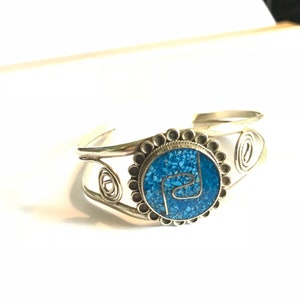 Blue crushed Vintage Alpaca Mexico bracelet