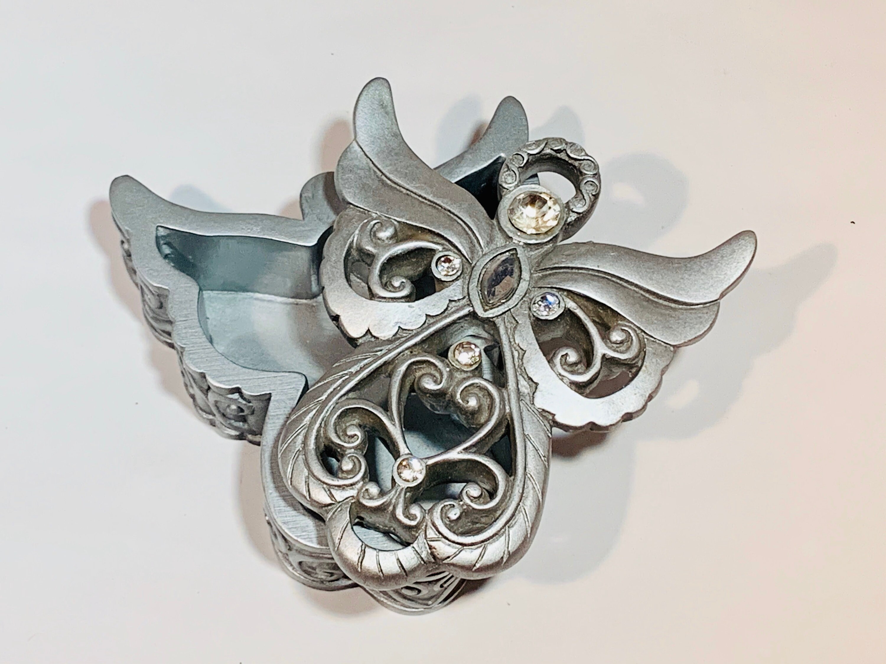 Vintage Jewelry Box as an Angel, Metal With Crystal/ Zirconia - Etsy