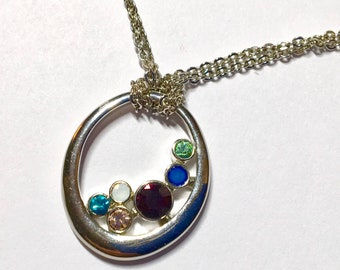 Lia Sophia, multicolored pendant and silver necklace