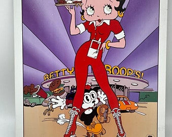 Gorgeous collectible and vintage tin sign Betty Boop, metal, original.